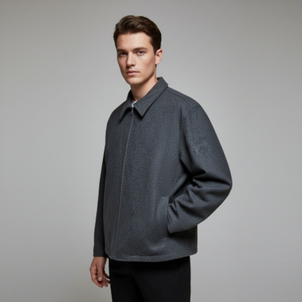 GAP Men's Charcoal‎ Wool‑Blend Quilted Lined Full Zip Jacket XXL